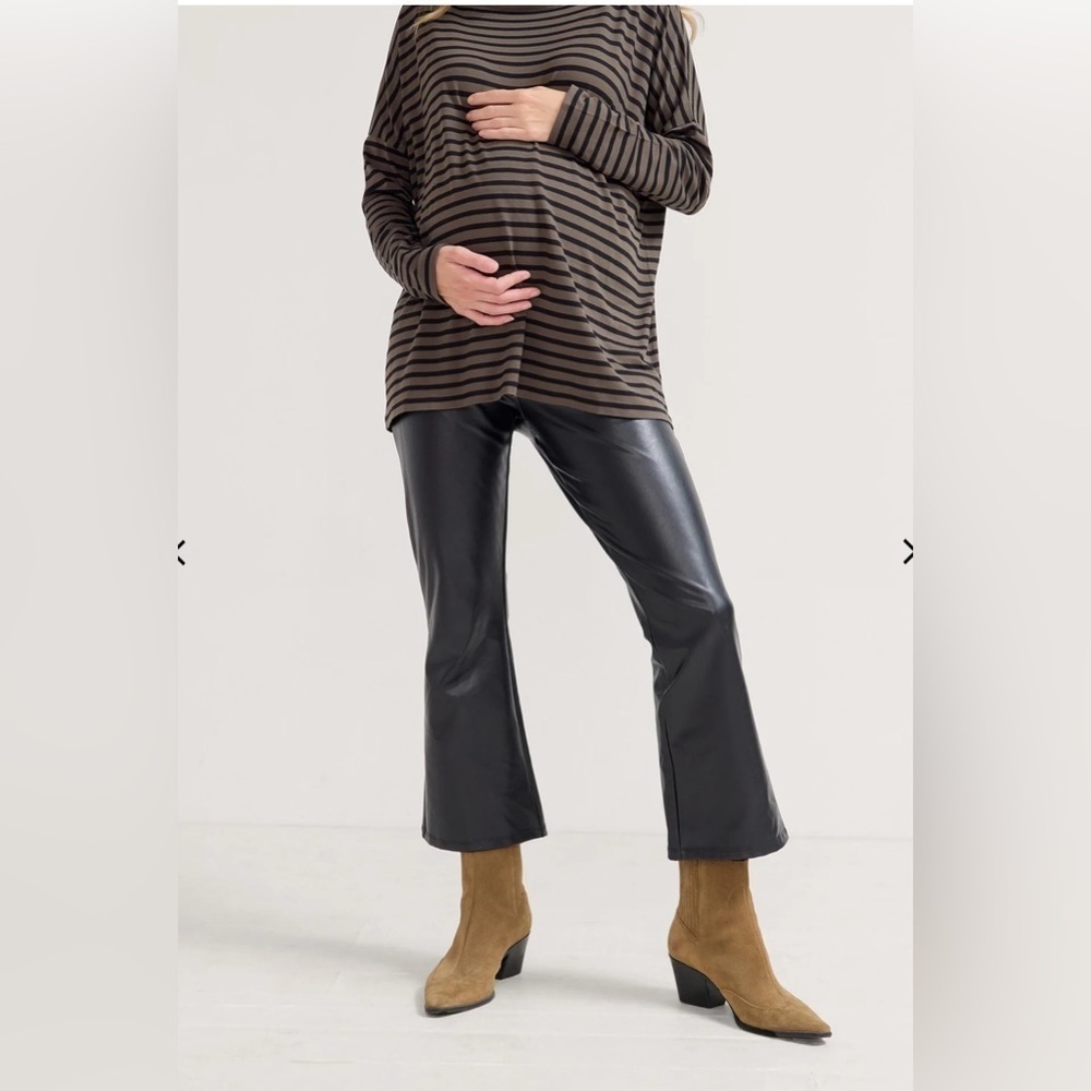 NWT Hatch The Vegan Stretch Leather Crop Flare SZ XL